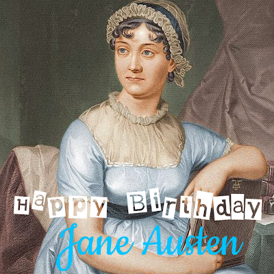 Jane Austen with the words Happy Birthday Jane superimposed